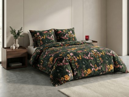 Mikroplüss ágyneműhuzat MYSTIC GARDEN sötétzöld