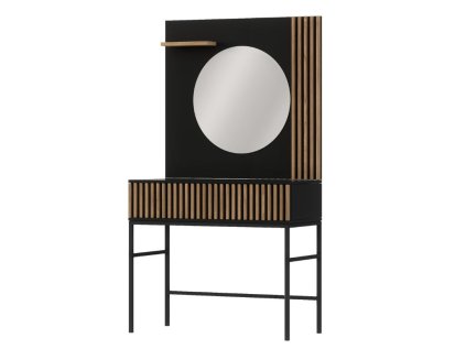 Designový toaletní stolek MEORATI černá/dub artisan se zrcadlem