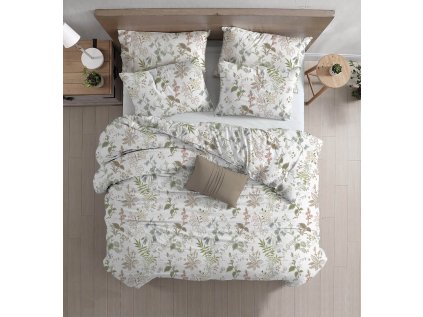 Bílé povlečení z Renforcé bavlny FLORWELLA s květinovým vzorem