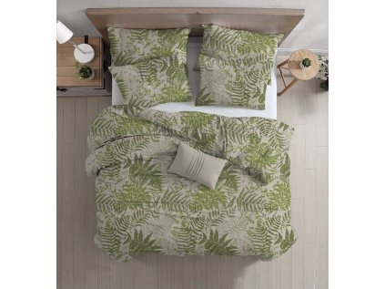 Elegantní povlečení SERAVINE zelené s kapradinami z bavlny Renforcé