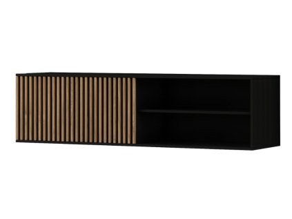 Moderní závěsný TV stolek MEORATI 120x40 cm černá/dub artisan do obýváku