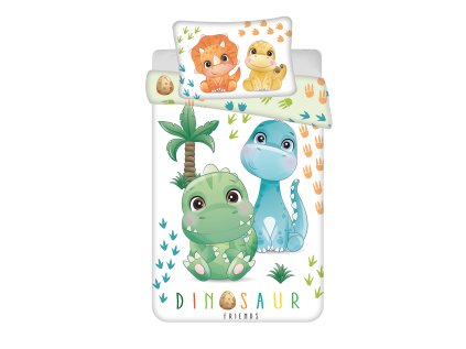 Bílé dětské povlečení DINO BABIES z bavlny do postýlky