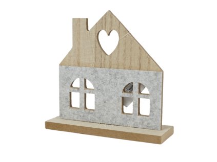 Dřevěný dekorativní domeček HEARTLY 14 cm s výřezem srdce