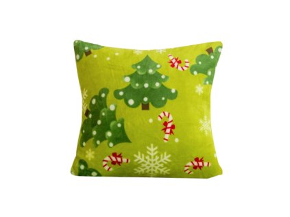 Mikroplyšový povlak CHRISTMAS TREE 45x45 zelený s vánočními stromky