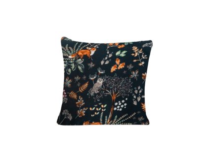 Mikroplyšový povlak na polštářek LIŠKA A ZAJÍC 45x45 cm tmavě zelený