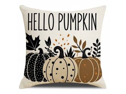 Podzimní povlak na polštář HELLO PUMPKIN 45x45 cm s dýněmi
