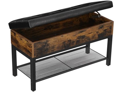 Lavice s botníkem TAYLOR 70x30 cm rustikálně hnědá/černá do předsíně