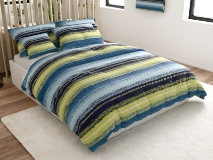 Povlečení z mikrovlákna BLUE STRIPES modré s pruhovaným vzorem