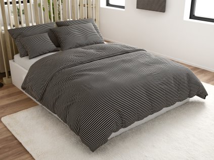 Pamut ágynemű STRAVON fekete-szürke hotel típusú zsebbel