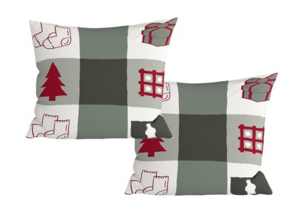 2 db díszpárnahuzat szett CHRISTMAS SOCKS 45x45 cm, zöld