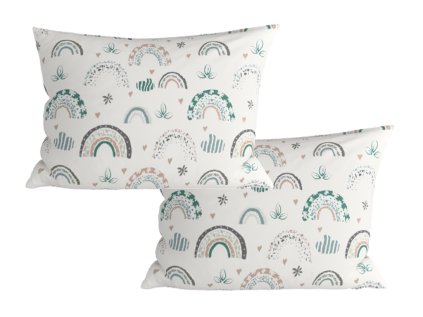 Bílé povlaky RAINUBI 40x60 cm s duhovým motivem