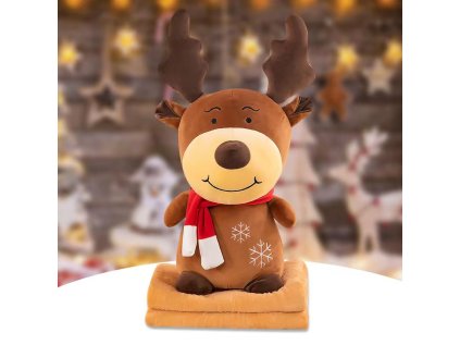 Plyšový SOBÍK s dětskou dekou uvnitř, hnědý