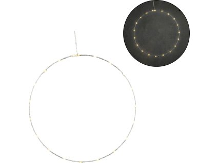 LED závěsná dekorace CIRCLE stříbrná – kruh 50 cm se světly