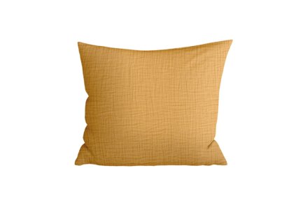 Hořčicový mušelínový povlak MUSSARI 45x45 cm na dekorační polštář