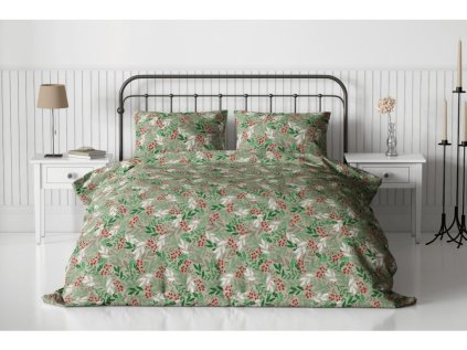 Flanelové povlečení PINEFLOR zelené s přírodním motivem