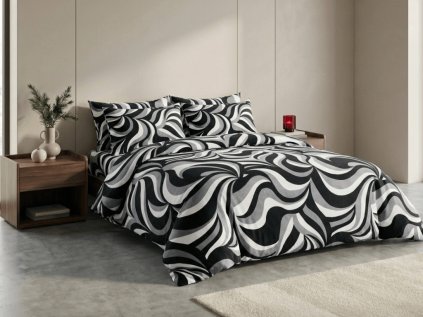 Mikroplüss ágyneműhuzat ILLUSIONS fekete-szürke