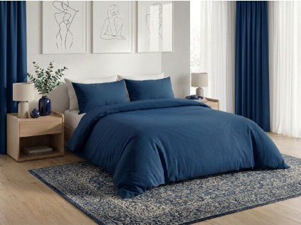 Pamut ágynemű CALMORA sötétkék