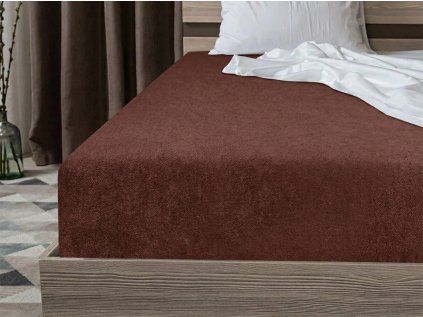 Froté prostěradlo BASIC tmavě hnědé 90x200 cm pro pohodlný spánek