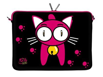Černý obal na notebook 10.2" KITTY TO GO s růžovou kočičkou
