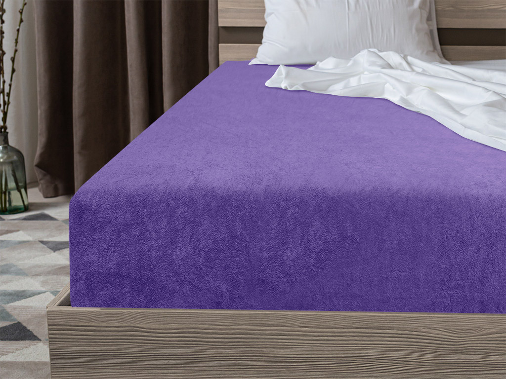 Frottír sötétlila lepedő 160x200 cm