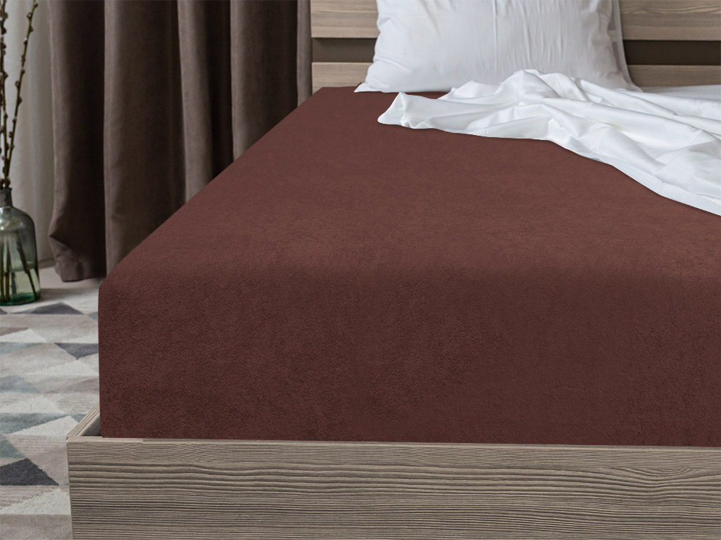 Frottír sötétbarna lepedő 160x200 cm