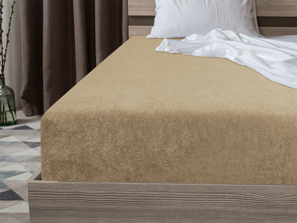 Frottír bézs lepedő 200x220 cm