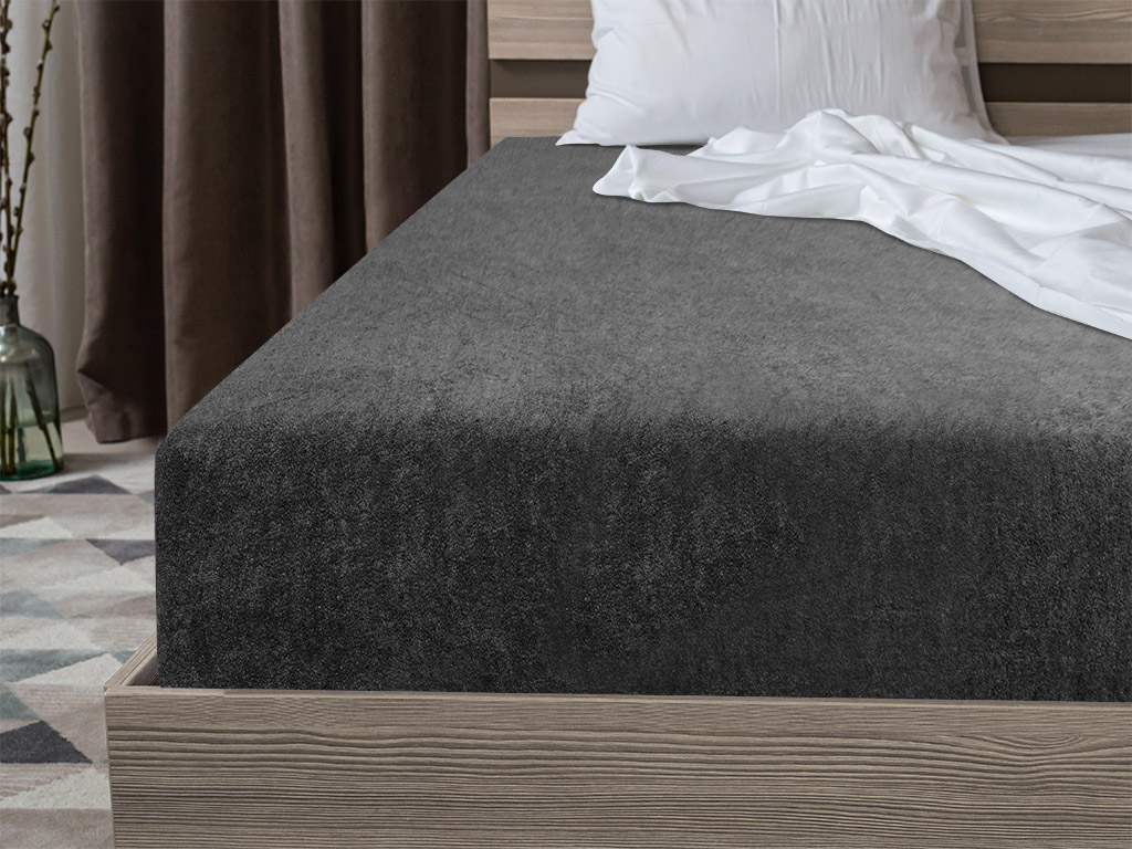 Frottír sötétszürke lepedő 140x200 cm