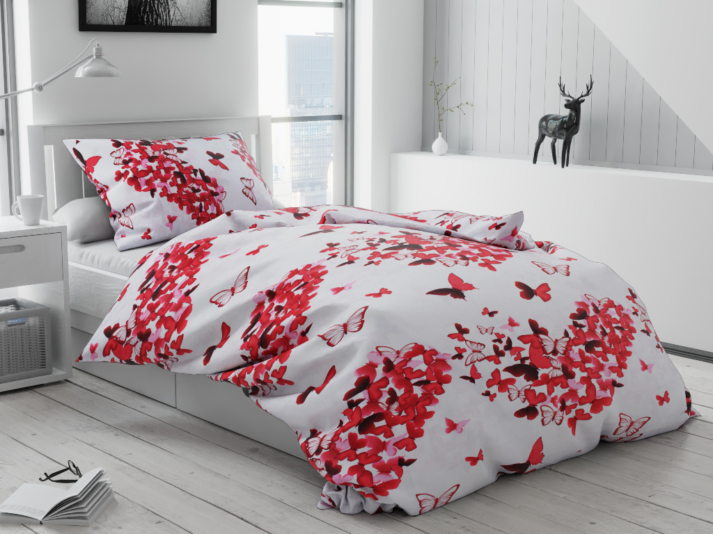 Butterfly piros flanel ágyneműhuzat