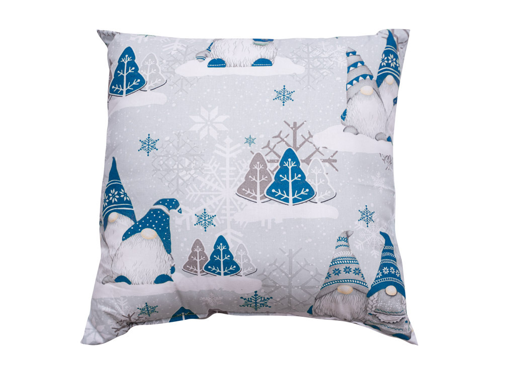 Karácsonyi manó kék díszpárna