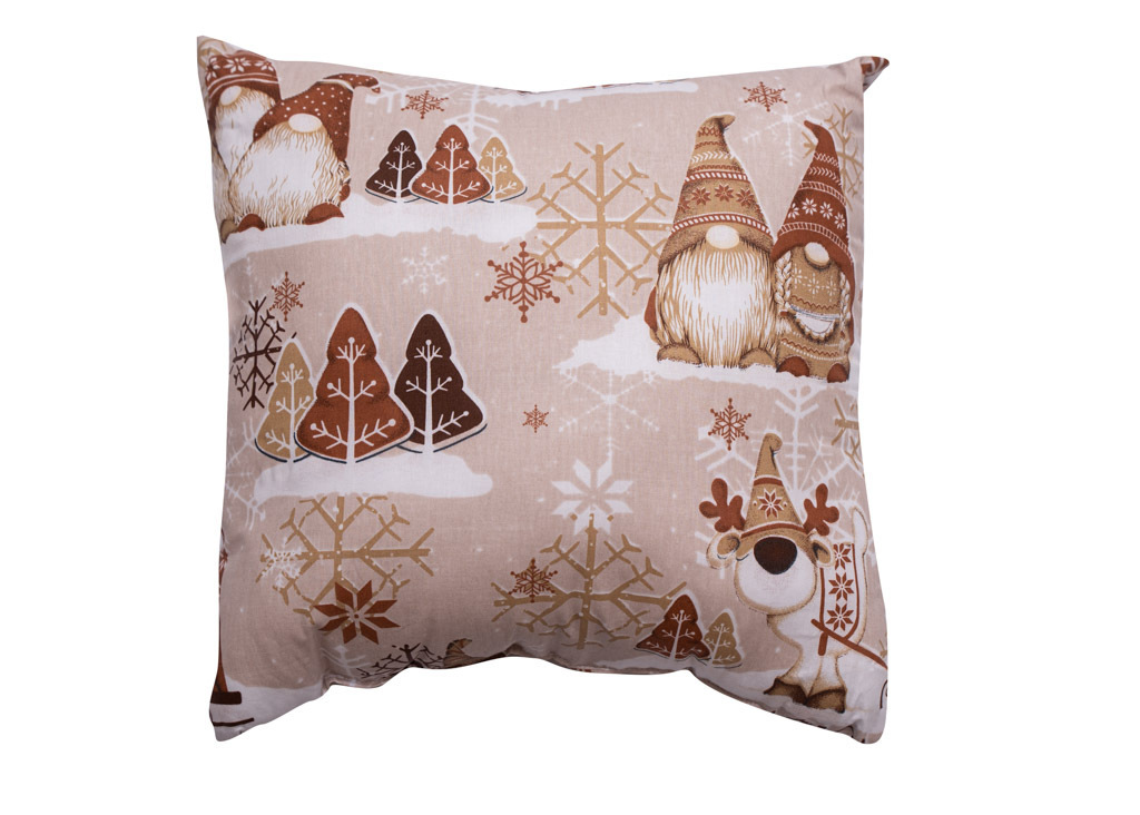 Karácsonyi manó barna díszpárna