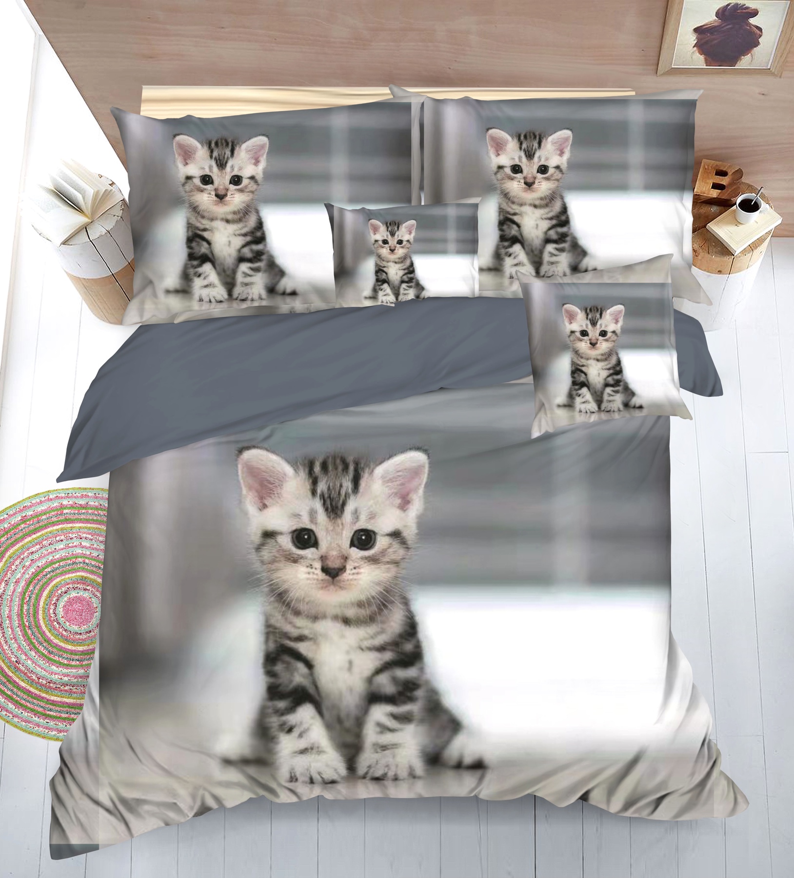 3D 7 részes ágyneműhuzat cica