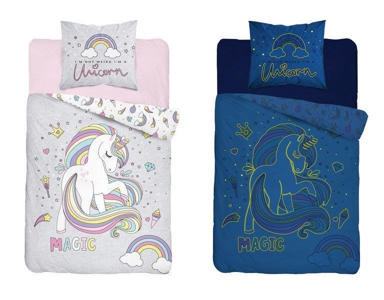Unicorn Magic szürke világító ágynemű