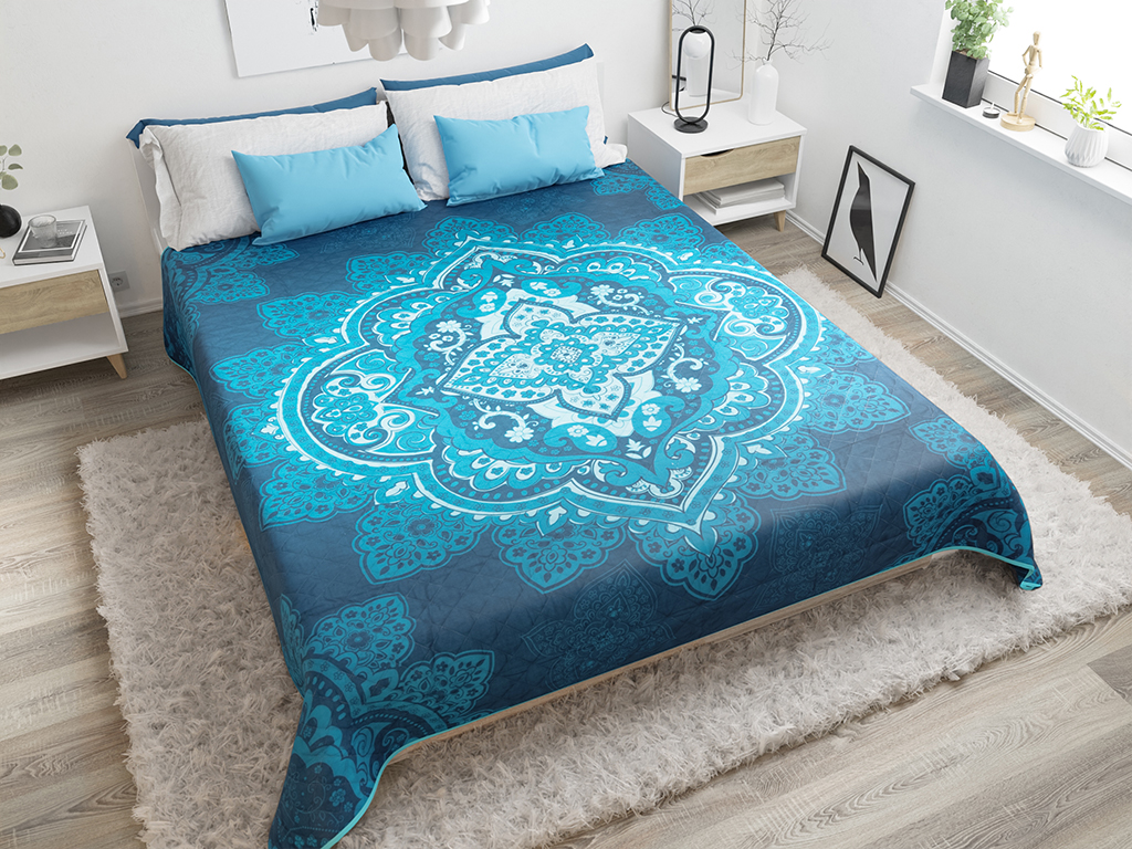 Mandala kék ágytakaró