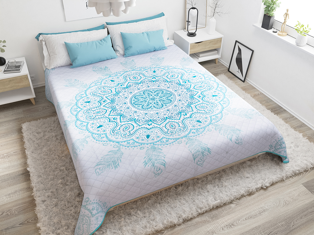 Mandala világoskék ágytakaró