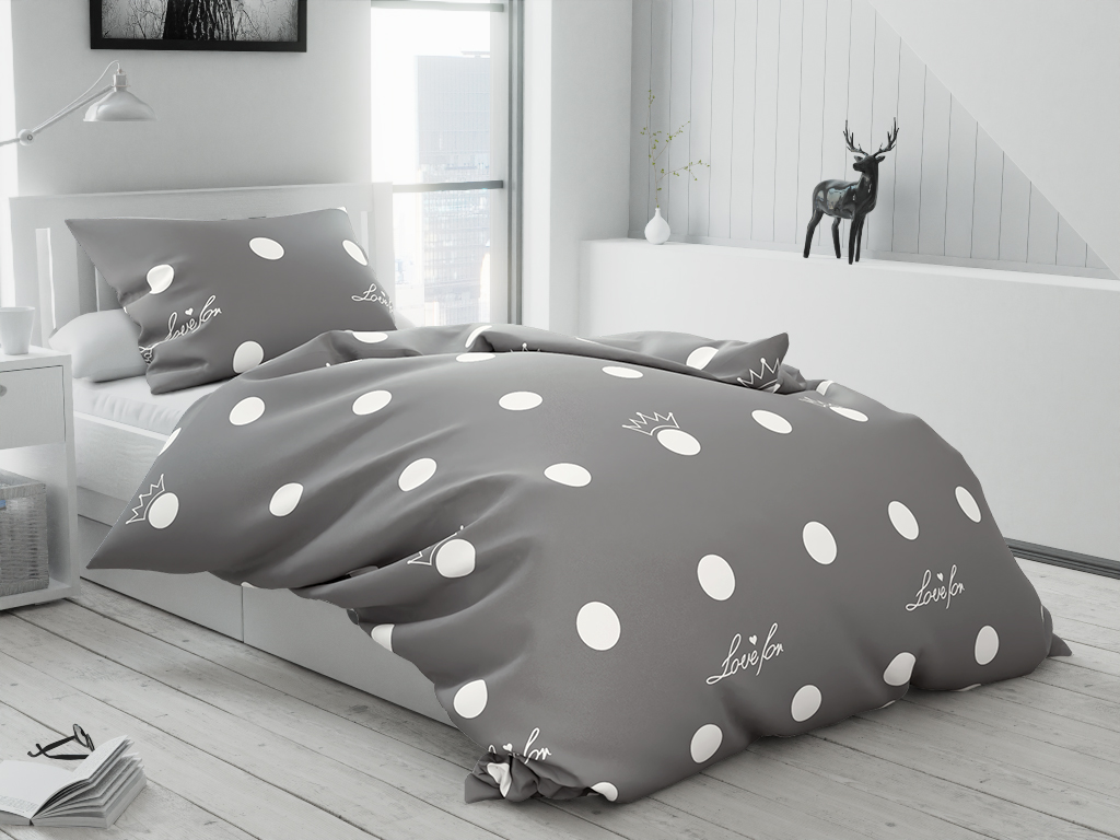 CROWN szürke pamut ágyneműhuzat