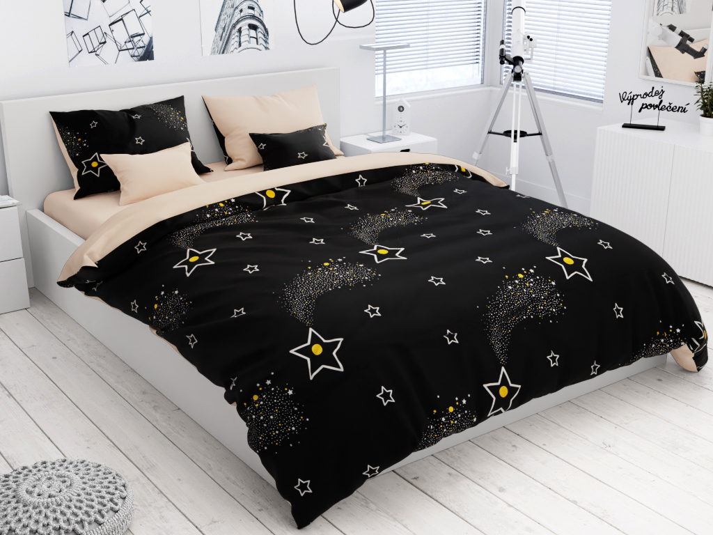 6 részes COMET fekete pamut ágyneműhuzat