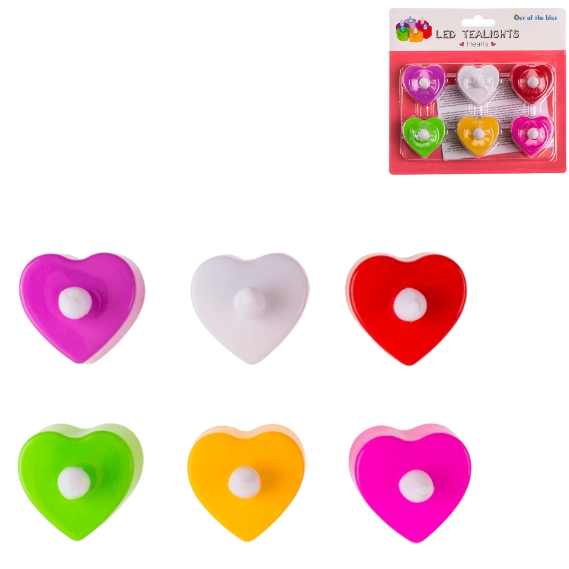 LED teamécses szív alakú HEARTS, szett 6 db