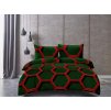 Designové povlečení ZORINO tmavě zelené z mikrovlákna s hexagonovým vzorem