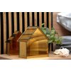 Hnědý LED skleněný domeček GLOW HOUSE - stylová osvětlená dekorace