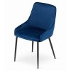 Elegantní modrá sametová židle MONZA s černými kovovými nohami