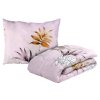 Prošívaná přikrývka 140x200 cm a polštář LISTY 70x90 cm růžová sada