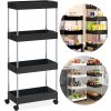 Černý plastový regál na kolečkách SHELFAST 38x20,5x88 cm pro úsporu místa