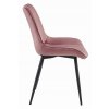 Moderní tmavě růžová sametová židle SOSA s černými nohami