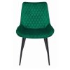 Sametová židle VERDO v tmavě zelené barvě – luxusní design s prošíváním a stabilními kovovými nohami.