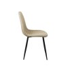 Béžová čalouněná jídelní židle EVA s kovovými nohami v černé barvě