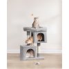 Šedé kočičí škrabadlo JASMINA s dvěma úrovněmi a domečky