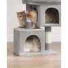 Kočičí škrabadlo JASMINA, šedé – pevná konstrukce a pohodlný pelíšek