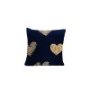 Mikroplyšový povlak na polštářek GOLDEN HEARTS 40x50 cm tmavě modrý s motivem srdcí
