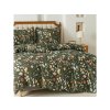 Elegantní povlečení z mikrovlákna COLORFUL MEADOW tmavě zelené s květinovým vzorem