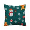 Vánoční dekorační povlak na polštář SNĚHULÁK A PERNÍČEK 40x50 cm v zelené barvě